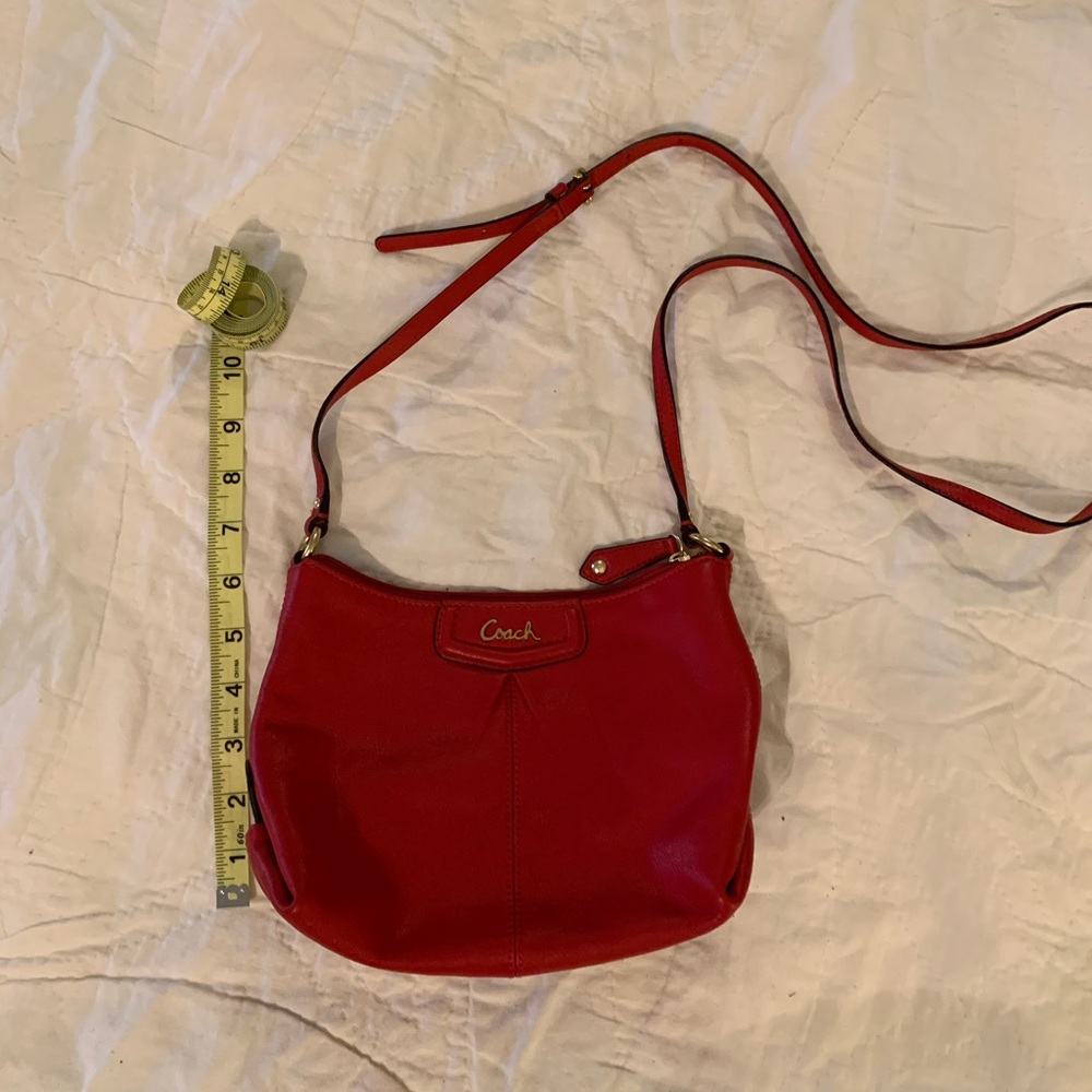 Red cross body coach purse